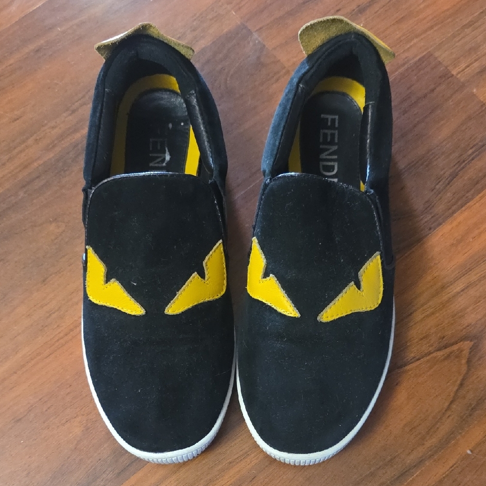 Fendi Black and Yellow Kids Sneakers